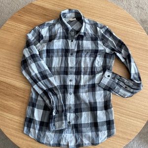 J Crew black and gray flannel shirt
